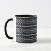 Cozy Knitted Pattern Black and Gray Mug マグカップ (左)