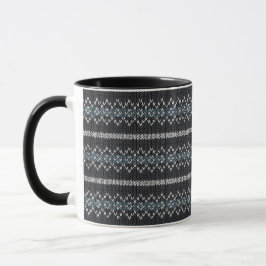 Cozy Knitted Pattern Black and Gray Mug マグカップ