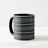 Cozy Knitted Pattern Black and Gray Mug マグカップ (正面左)