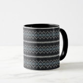 Cozy Knitted Pattern Black and Gray Mug マグカップ (正面右)