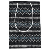 Cozy Knitted Pattern Black and Gray Paper Gift Bag ミディアムペーパーバッグ (正面)