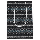 Cozy Knitted Pattern Black and Gray Paper Gift Bag ミディアムペーパーバッグ (裏面)