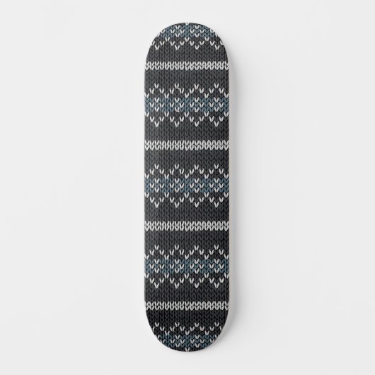 Cozy Knitted Pattern Black and Gray Skateboard スケートボード (正面)