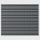 Cozy Knitted Pattern Black and Gray Wrapping Paper ラッピングペーパー (フラット)