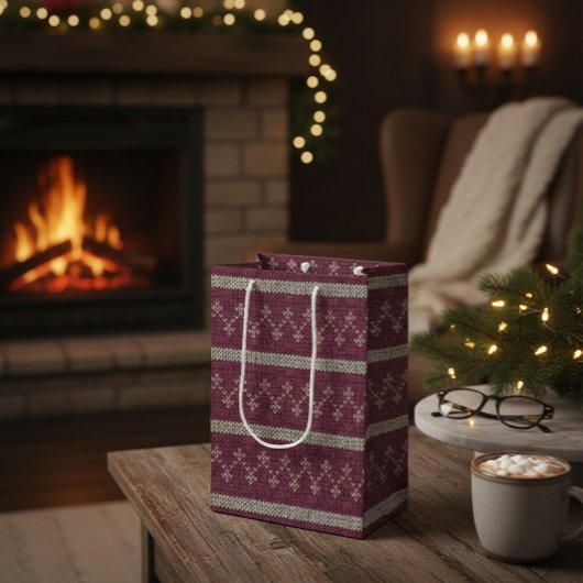 Cozy Knitted Pattern Paper Gift Bag ミディアムペーパーバッグ