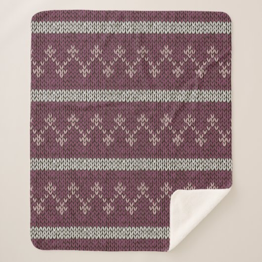 Cozy Knitted Pattern Throw Blanket in Burgundy  シェルパブランケット (正面)