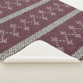 Cozy Knitted Pattern Throw Blanket in Burgundy  シェルパブランケット (3/4)