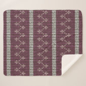 Cozy Knitted Pattern Throw Blanket in Burgundy  シェルパブランケット (正面(横))