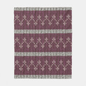 Cozy Knitted Pattern Throw Blanket in Burgundy  フリースブランケット (正面)