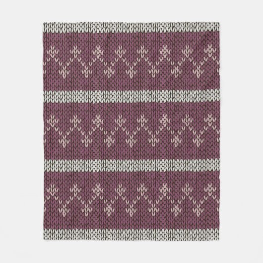 Cozy Knitted Pattern Throw Blanket in Burgundy  フリースブランケット (正面)