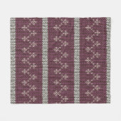 Cozy Knitted Pattern Throw Blanket in Burgundy  フリースブランケット (正面(横))