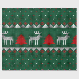 Cozy Knitted Reindeer Christmas Wrapping ラッピングペーパー
