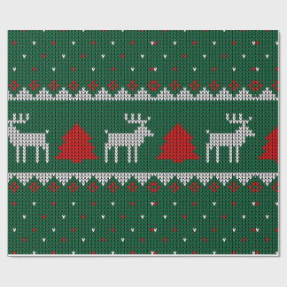 Cozy Knitted Reindeer Christmas Wrapping ラッピングペーパー