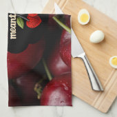 Cozy knitted-style typography and adorable cherry  キッチンタオル (四つ折り)