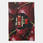 Cozy knitted-style typography and adorable cherry  キッチンタオル (縦)