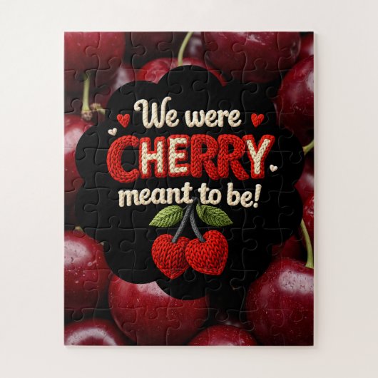 Cozy knitted-style typography and adorable cherry ジグソーパズル (縦)