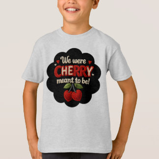 Cozy knitted-style typography and adorable cherry  tシャツ