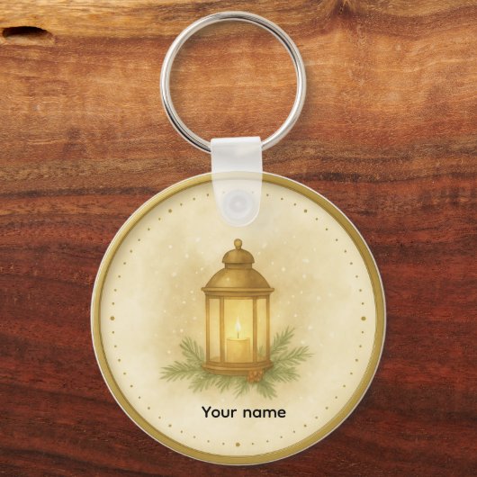 Cozy Lantern Winter Wall Clock – MerryMist Warm Gl キーホルダー (正面)