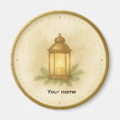 Cozy Lantern Winter Wall Clock – MerryMist Warm Gl マグネット (正面)