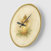 Cozy Lantern Winter Wall Clock – MerryMist Warm Gl ラージ壁時計 (傾斜)