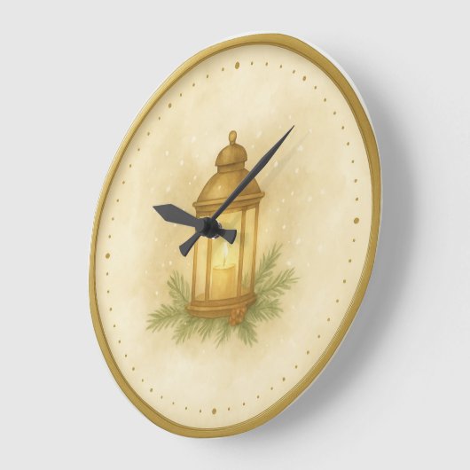 Cozy Lantern Winter Wall Clock – MerryMist Warm Gl ラージ壁時計 (傾斜)