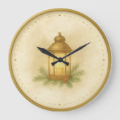 Cozy Lantern Winter Wall Clock – MerryMist Warm Gl ラージ壁時計 (正面)