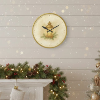 Cozy Lantern Winter Wall Clock – MerryMist Warm Gl ラージ壁時計