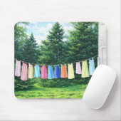 Cozy Laundry Line Anime Mousepad| Cute Aesthetic マウスパッド (マウス)