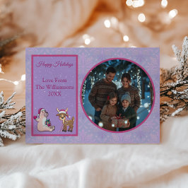 Cozy Lilac Traditional Family Photo Christmas シーズンカード