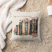 Cozy Literary Decor with Books & Floral Accents クッション (ブランケット)