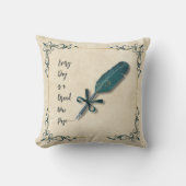 Cozy Literary Quill Script Reading Nook Decor クッション (正面)