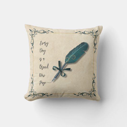 Cozy Literary Quill Script Reading Nook Decor クッション (正面)