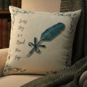Cozy Literary Quill Script Reading Nook Decor クッション