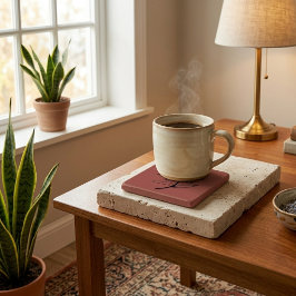 Cozy Lives Here | Warm Minimalist Stone Coaster -  ストーンコースター