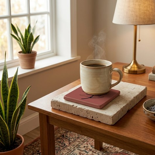 Cozy Lives Here | Warm Minimalist Stone Coaster - ストーンコースター