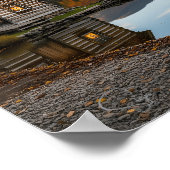 Cozy Log Cabin Fall Autumn Lake Reflection ポスター (角)