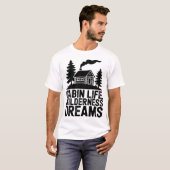 Cozy Log Cabin in the Forest Silhouette Tシャツ (正面フル)