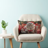 Cozy Maine Coon Cat Christmas Personalized   ランバークッション (椅子)