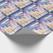 Cozy Maltese by Snowy Window Christmas Dog Art ラッピングペーパー (角)