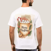 Cozy merry Christmas holly cookie cute festive Tシャツ (裏面)