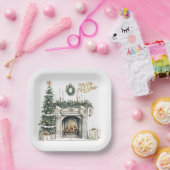 Cozy Merry Christmas Paper Plate Winter Window ペーパープレート (パーティー)
