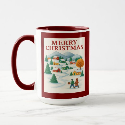 Cozy Merry Christmas Winter Village Mug マグカップ (左)