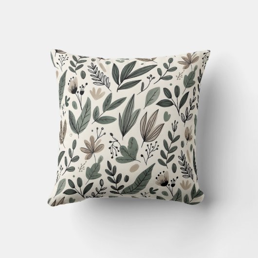 Cozy Minimalist Botanical Leaf Pattern クッション (裏面)