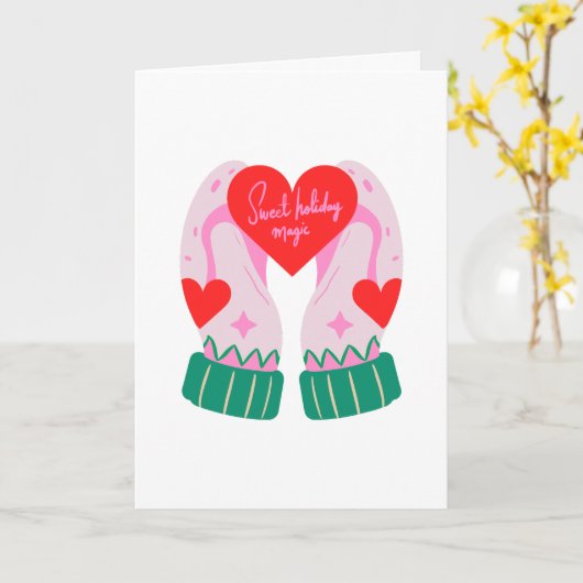 Cozy Mittens with Heart カード (黄色い花)