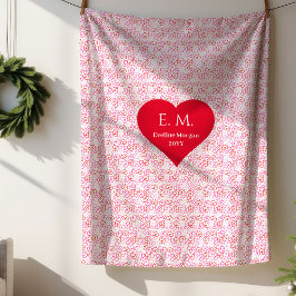 Cozy Modern Red Hearts Personalized Valentine Gift シェルパブランケット