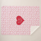 Cozy Modern Red Hearts Personalized Valentine Gift シェルパブランケット (正面(横))