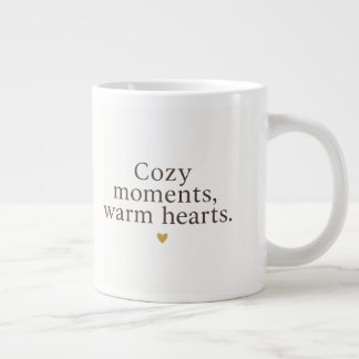 Cozy Moments, Warm Hearts | シンプルなクリスマスデザイン ジャンボコーヒーマグカップ