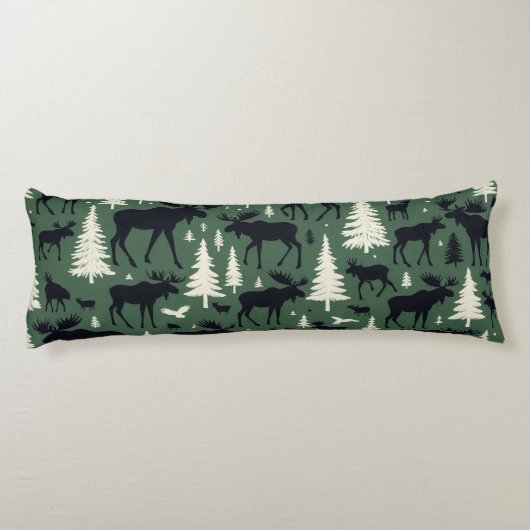 Cozy Moose and Pines Forest Green ボディピロー (裏面)
