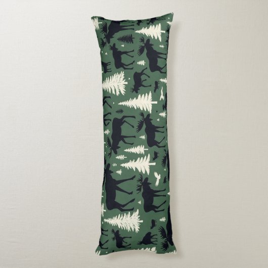 Cozy Moose and Pines Forest Green ボディピロー (裏面 (縦))