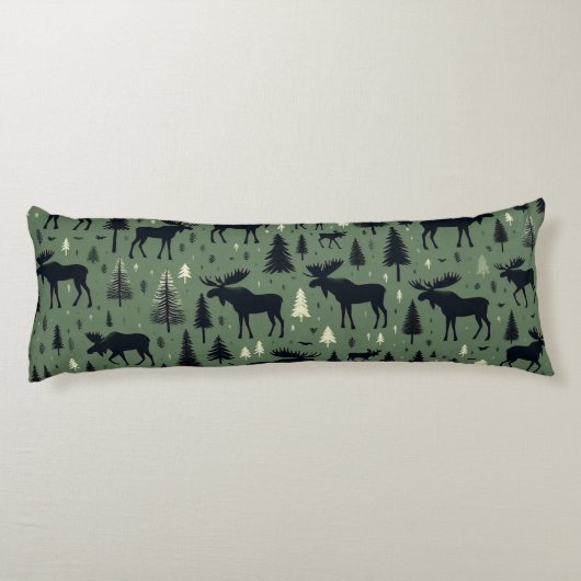 Cozy Moose and Pines Forest Green ボディピロー (裏面)